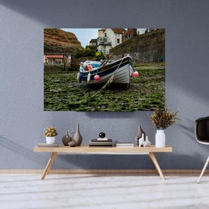 Staithes Boat Harbour Print – Moody Coastal Yorkshire Wall Art | North Sea Village Photography | UK Seaside Landscape Photo