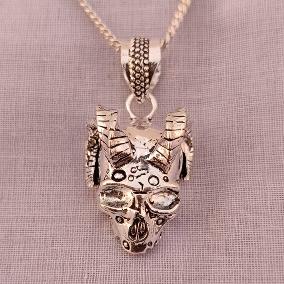 ネックレス・ペンダント ZKIYO horned sheep skull Skull Sheep Horn Beast Pendent, Silver Sheep Skull Pendent
