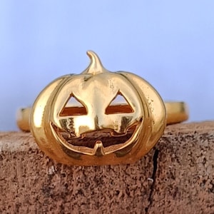Smile Pumpkin Ring, Handmade Pumpkin Face Ring ,Pumpkin Halloween Gift Ring,October Ring,Halloween Jewelry,Pumpkin Design Ring,Ghost Pumpkin