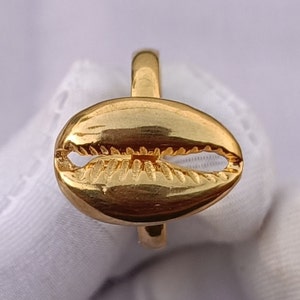 Cowrie Shell Ring, Handmade Shell Ring, Statement Ring, Money Cowrie Ring, , Gold Plated Cowrie Ring, , Cowrie Jewelry , Gift For Her,
