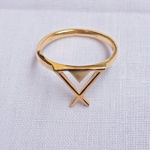 Gold Plated Triangle Ring: Geometric Stacking Ring