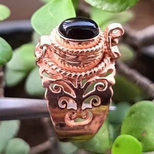 Schwarzer Onyx Edelstein Gift Ring, Handgemachter Roségold Gift Ring, Geheimfach Gift Pill Box Ring, Medizin Ring, Mather Day Geschenk,