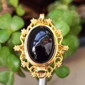 Gift Ring, schwarzer Onyx Edelstein Gift Ring, handgemachter Gold Gift Ring, Geheimfach Pill Box Gift Ring, Onyx Gift Ring, Geschenk