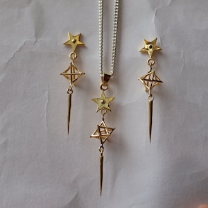 Star Pendant: Black Plated Brass, Handmade