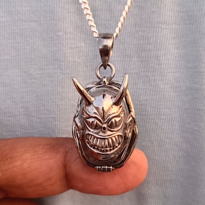 Devil Necklace/Vintage Coffin Poison Pendant, Pill Box Locket Poison Pendant, Secret message Compartment pendant, Devil Head Poison Pendant.