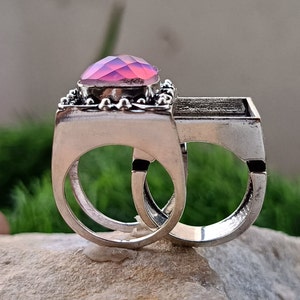 Aurora Opal Poison Ring Geheimfach 925 Silber überzogene Pillendose Poison Ring, einzigartige geheime Nachricht Ring, zu öffnende Medizin Poison Ring