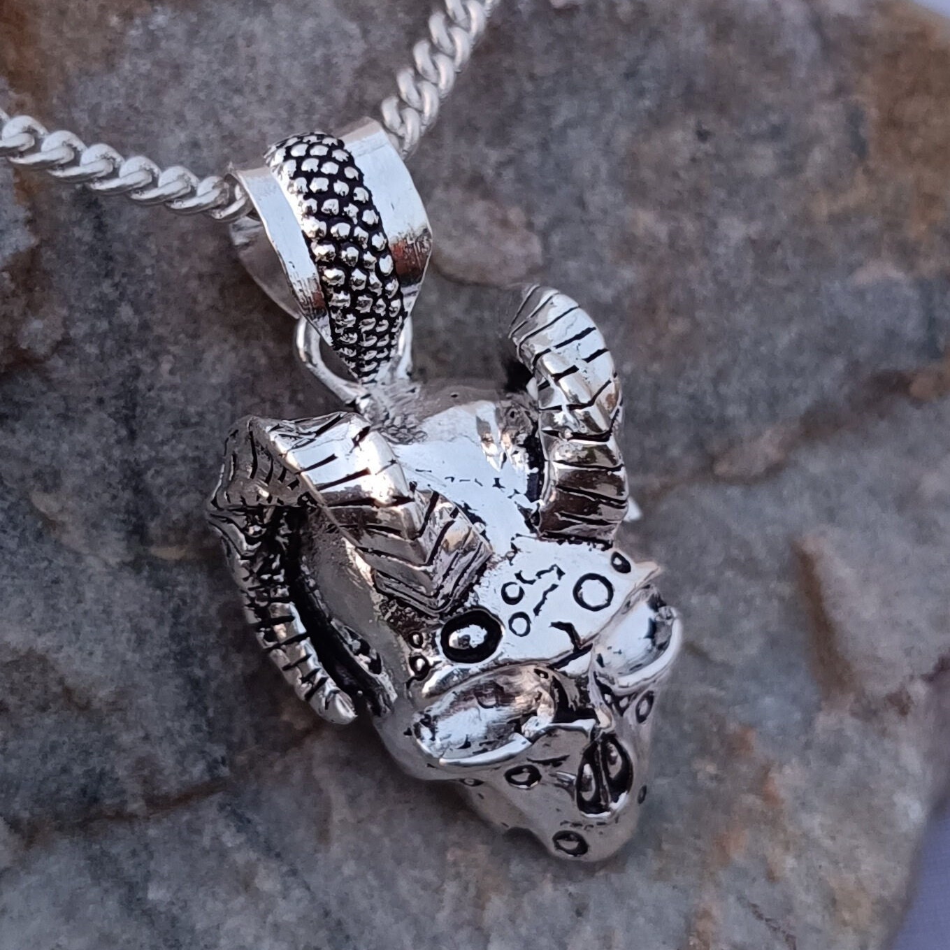 ネックレス・ペンダント ZKIYO horned sheep skull Skull Sheep Horn Beast Pendent, Silver Sheep Skull Pendent