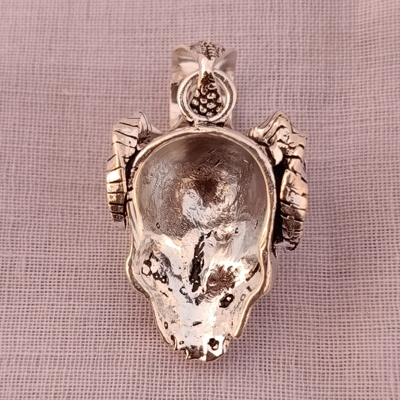 Skull Sheep Horn Beast Pendent, Silver Sheep Skull Pendent