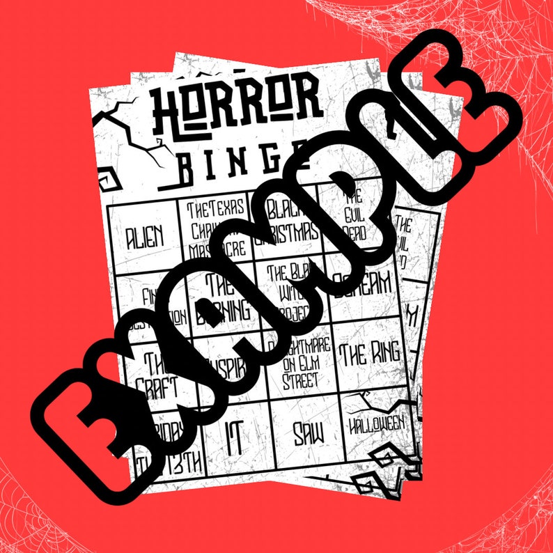 Horror Movie Bingo Card Game Movie Lover Gift Scary Movie Etsy