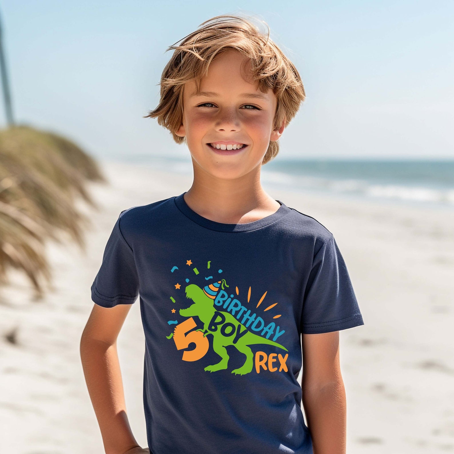 Dinosaur Five Birthday Boy Shirt, Five Rex Tshirt, 5th Trex Birthday