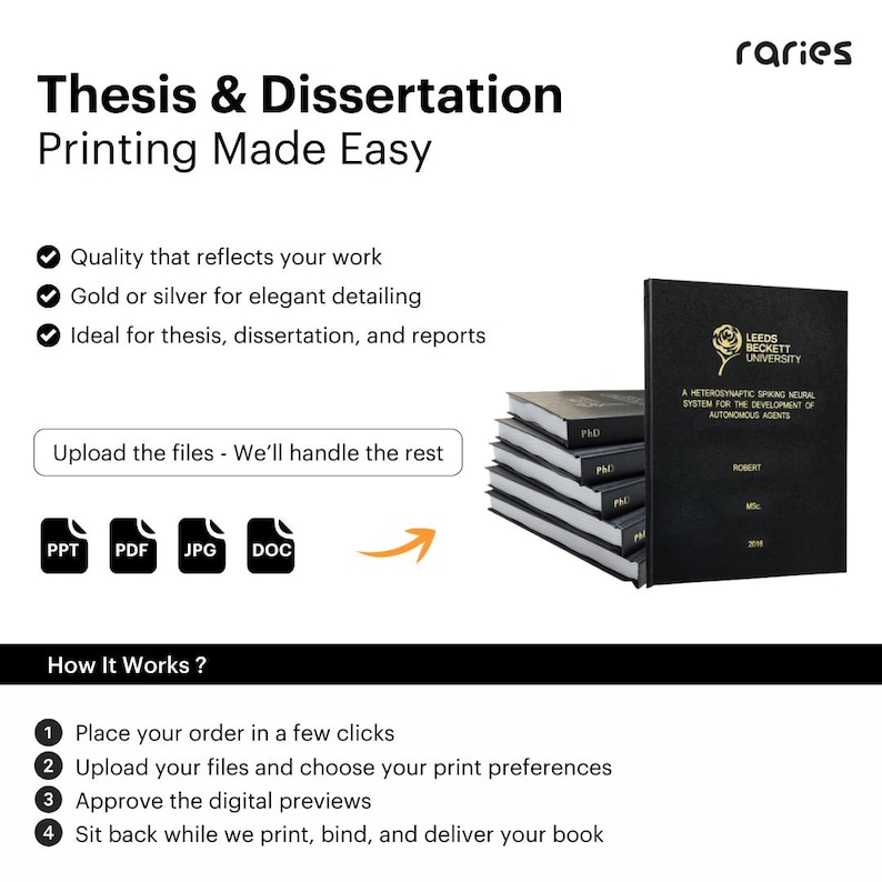 Custom Faux Leather Thesis Dissertation Printing image 1