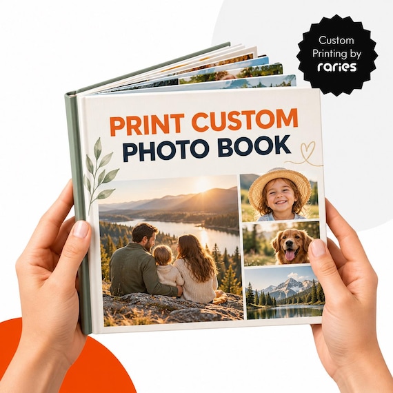 Personalized Hardcover Photo Book, Custom Designed Memory Album, 6x6 to 15x15 inches