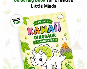 Dinosaur Coloring Book for Kids Ages 3-5, Kawaii Style