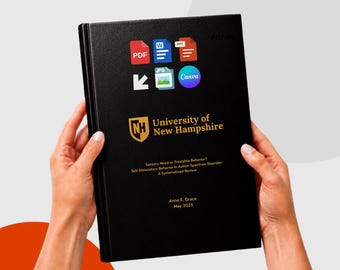 Custom Thesis and Dissertation Printing, Faux Leather Hardcover Binding with Gold or Silver Foil
