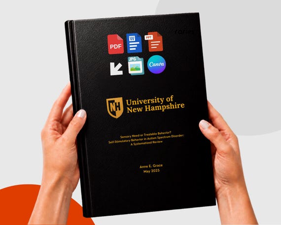 Custom Thesis and Dissertation Printing, Faux Leather Hardcover Binding with Gold or Silver Foil