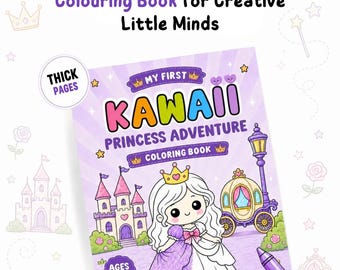 Princess Adventures Coloring Book for Kids Ages 3-5, Kawaii Style