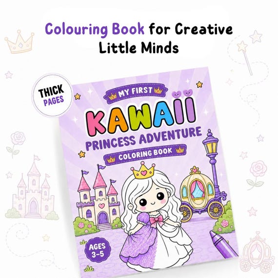 Princess Adventures Coloring Book for Kids Ages 3-5, Kawaii Style