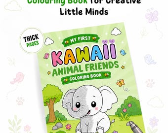 Animal Friends Coloring Book for Kids Ages 3-5, Kawaii Style