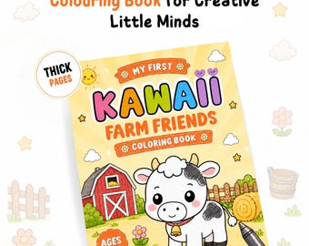Farm Friends Coloring Book for Kids Ages 3-5, Kawaii Style