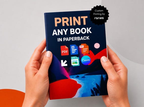 Custom Paperback Book Printing from PDF, Single Copy or Bulk, Full Colour, Custom Size