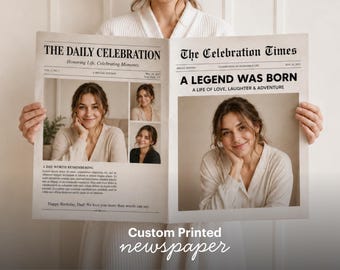 Custom Printed Newspaper with Personalized Photos, Headline and Story, 11x17 or 17x22 Inches