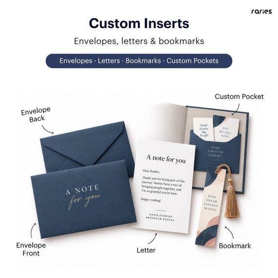 Custom Book Inserts – Personalized Envelopes, Letters, Bookmarks & Pockets