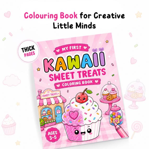 Sweet Treats Colouring Book for Kids Ages 3-5, Kawaii Style