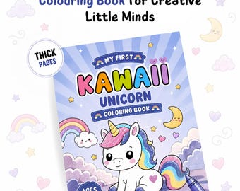 Unicorn Coloring Book for Kids Ages 3-5, Kawaii Style