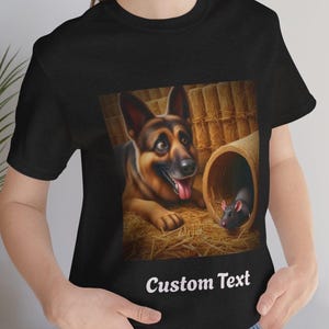 Barn Hunt, Dog Lover T-Shirt, German Shepherd Tee, Barn Hunting, Unisex Tee Shirt, Dog Caricature Top, Rats, Hunting