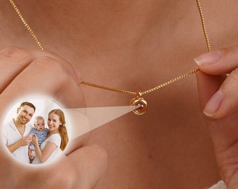 Collier projection photo, collier personnalisé avec photo, bijoux photo commémoratifs, bijoux de mariage, cadeau pour elle, cadeau de fête des mères