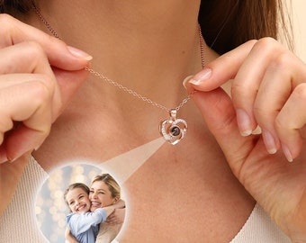 Projection Necklace with Photo, Custom Photo Necklaces, Memorial Necklaces, Anniversary Gifts, Birthday Gifts, Christmas Gifts for Her