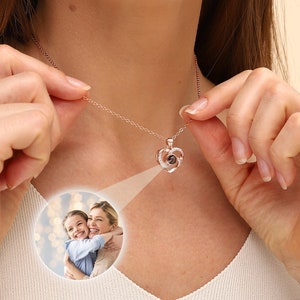 Projection Necklace with Photo, Custom Photo Necklaces, Memorial Necklaces, Anniversary Gifts, Birthday Gifts, Christmas Gifts for Her