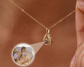 Personalized Projection Necklace with Photo, Custom Photo Necklaces, Memorial Necklaces for Mom, Birthday Gifts for Her, Mother's Day Gifts