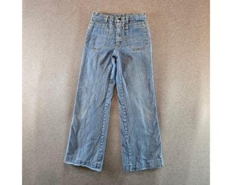 Vintage Jesus Jeans Womens 46 26x28 Light Blue High Waist Patch Pocket Italy 70s
