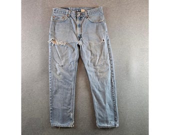 Vintage Levi's 505 Jeans Mens W34 L30 Light Wash 1999 Straight Distressed 90s