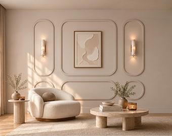 Kit de moldura de parede arqueada, moldura oval em MDF para fotos