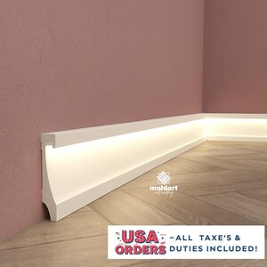 LED Baseboard Molding: Modern White Polymer Skirting Board Trim
