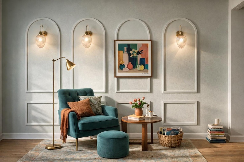 arched mdf wall molding design