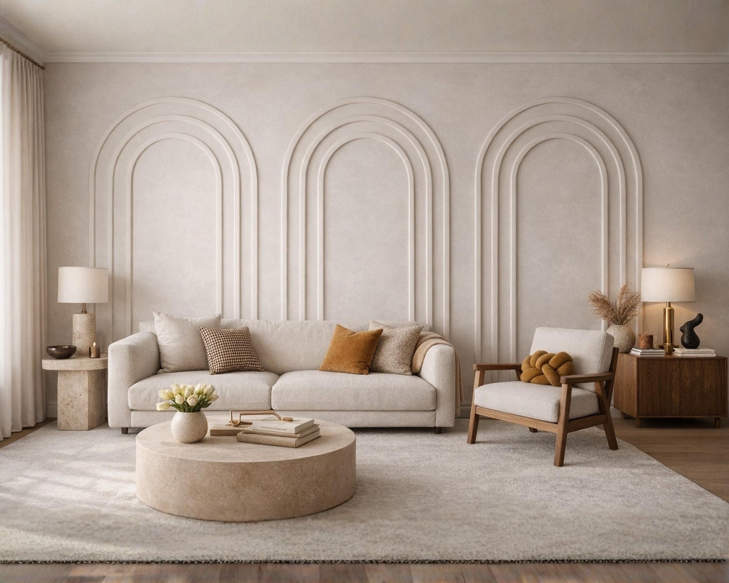 Mdf Layered Design Arched Wall Molding Panel Set, Pre-cut MDF Nested Triple & Layered Boho ...