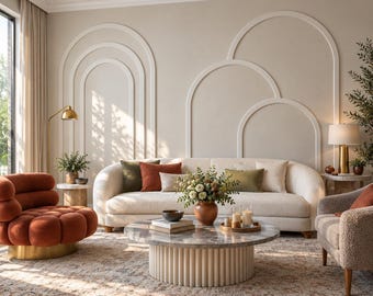 Arched Wall Molding Panel Set, Pre-Cut MDF Nested Triple & Layered Boho Design Wall Decor