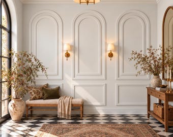 Nested Arched Wall Molding Kit, Precut MDF Arch Trim, Accent Wall Panel