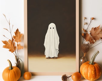 Printable Cute Ghost Art for a Vintage Halloween Decor