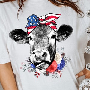 Cow Shirt, Highland Cow shirt, Highland Cow With 4th July, American Flag Shirt, Fourth Of July Tee, Independence Day, Oh My Stars