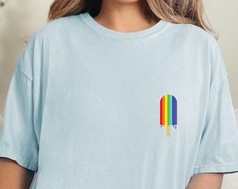 Camicia Gelato Pride, Camicia LGBTQ, Camicia del Mese dell'Orgoglio, Camicia Gay Sottile, Regalo Queer, Camicia Arcobaleno Gay, Colori Comfort