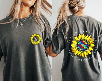 Camisa de concientización sobre el autismo, camisa de mamá con autismo, camisa de neurodiversidad, camisa de girasol, camisa de maestro de autismo, camiseta de aceptación del autismo