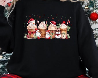 Snowman Christmas Coffee Sweatshirt, Snowman Sweatshirt, Christmas Sweatshirt, Coffee Lover Gift Winter Christmas Snowman Coffee Lover