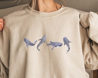 Whale Shark Sweatshirt Whale Shark Sweater Beach Sweatshirt Beachy Sweatshirt Marine Sweatshirt Save the Ocean Environmental Sweater