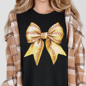 Coquette Softball Shirt, Softball Mom Shirt, Game Day Shirt, Fall Softball Season Tee, Softball Bow Shirt Softball Mama Shirt Coquette Shirt
