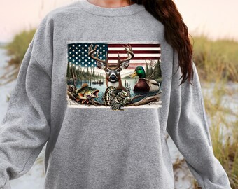 Jagdsaison Sweatshirt Wildnis Sweatshirt Vintage Rundhals-Sweatshirt Jagdsaison Sweatshirt Deer Liebhaber Wildtiere Amerika Sweatshirt