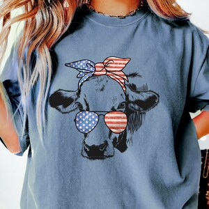 Cow Shirt, Highland Cow shirt, Highland Cow With 4th July, American Flag Shirt, Fourth Of July Tee, Independence Day, Oh My Stars
